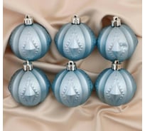 Набор шаров Зимнее волшебство, пластик, d-6 см, 6 шт., Каприччио голубой 4941816