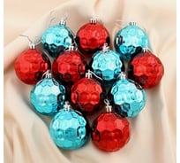 Набор шаров Зимнее волшебство пластик, d-6 см, 12 шт., Зеркальные грани микс 4192738