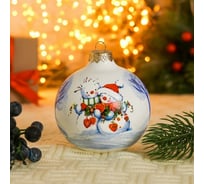 Елочный шар Сималенд Влюблённые Снеговики, d-7 см, ручная роспись, белый 7304139