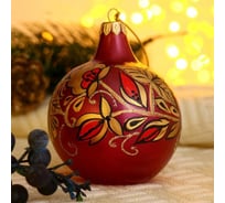 Елочный шар Сималенд Золотые цветы, d-8 см, ручная роспись 5227245