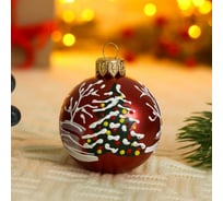 Елочный шар Сималенд Нарядная ёлка, d-5 см, ручная роспись, красный 7304108