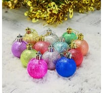 Набор шаров Зимнее волшебство пластик, d-4 см, 12 шт., Серена микс 2178142