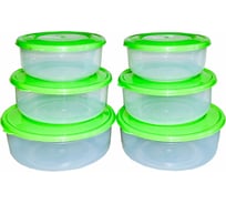 Набор контейнеров из 3-х шт с крышкой ООО "ТД "ДИМПЛАСТ" круглый, 0,5л,1л,1,5л, 2 шт. 4627116923229