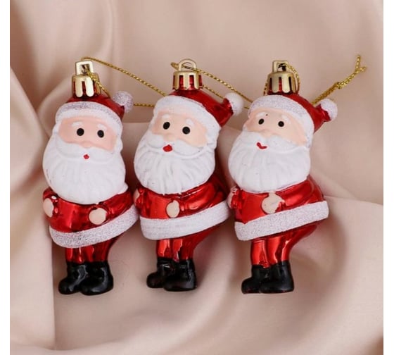 Ёлочное украшение Зимнее волшебство Санта в колпачке, 3.5х7.5 см, набор 3 шт. 5012949 1