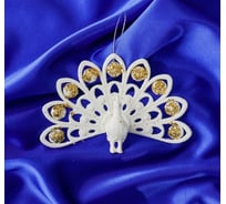 Ёлочное украшение Зимнее волшебство Павлин, 14х8 см, белый с золотом 4322946