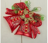 Ёлочное украшение Зимнее волшебство Колокольчик двойной с розочкой, 10х15 см, красный 3557020