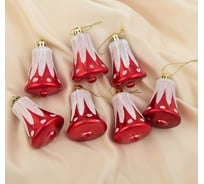 Ёлочное украшение Зимнее волшебство Колокольчики с горошинами, набор 7 шт., 5.5 см, красный 1116493