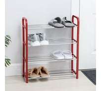 Полка для обуви Доляна 4 яруса 50х19х60 см красный 133672