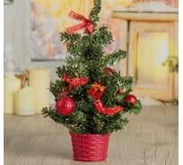 Декоративная ёлка Зимнее волшебство настольная, 25х15 см, шарики, красный 3531514