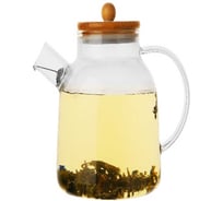 Чайник заварочный стеклянный EDENBERG с бамбуковой крышкой, 1100 мл EB-19028