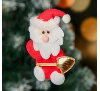 Мягкая подвеска Зимнее волшебство Дед Мороз с лопаткой, 6.5х12 см, красный 3544148