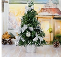 Декоративная ёлка Зимнее волшебство 30 см, пуансетия заснеженная, серебро 819241