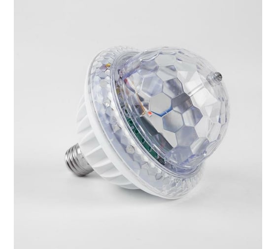 Лампа Luazon Хрустальный шар, d=12 см, 220V, вращение, Bluetooth, пульт, музыка, цоколь Е27, RGB 6978434