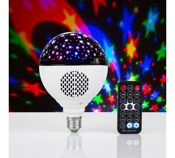 Лампа Luazon Праздничная, d=11 см, 220V, Bluetooth, цоколь Е27, USB, Micro USB, RGB 6978435