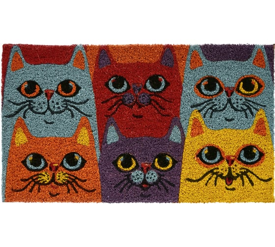 Кокосовый коврик VORTEX Котики ворс 15 мм, 35x60 см, на ПВХ основе 24337 1