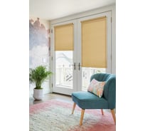 Рулонная штора для балконной двери Эскар однотонная, темно-бежевый, 52х215 см 31209052215