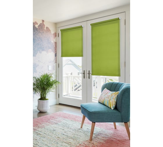 Рулонная штора для балконной двери Эскар однотонная, темно-оливковый, 62х215 см 31018062215 1