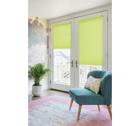 Рулонная штора для балконной двери Эскар однотонная, салатовый, 52х215 см 31014052215