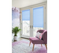 Рулонная штора для балконной двери Эскар однотонная, голубой, 52х215 см 31005052215