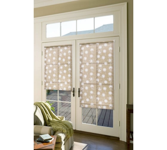 Рулонная штора для балконной двери Эскар с принтом, одуванчик бежевый, 62x215 см 379231062215 1