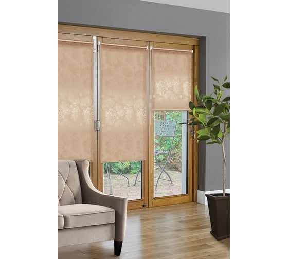 Рулонная штора для балконной двери Эскар люкс арабеска капучино, 62х215 см 38930062215 1