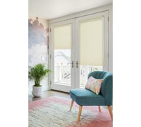 Рулонная штора для балконной двери Эскар однотонная, бежевый лен, 52х215 см 30409052215