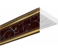 Трехрядный карниз Эскар Эконом+ антик инкрустация бордо в сборе, 2.8 м 534430280