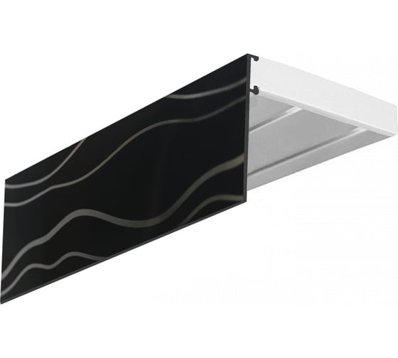 Двухрядный карниз Эскар Эконом+ Волны black в сборе, 7 см, 2.2 м 769420220