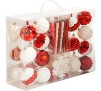 Набор ёлочных шаров Winter Glade, пластик, красный/белый микс, 51 шт в упаковке 90251G309