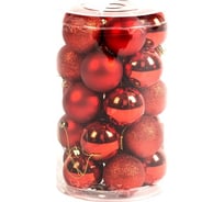Набор ёлочных шаров Winter Glade, пластик, красный микс, 25 шт в упаковке 60125G003