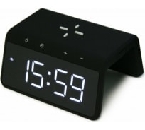 Часы-будильник Zetton с ночником и беспроводным зарядным устройством, черные ZTSY-W0258QI10WACBLRU