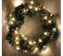 Еловый венок КОСМОС для украшения стены, 30 переливающихся светодиодов, KOCNL-EL139
