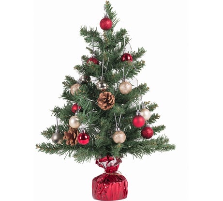 Искусственная новогодняя декоративная ель Золотая сказка 50 см, зеленая, с гирляндой и игрушками 591316