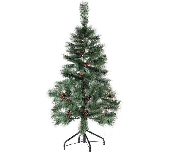 Новогодняя искусственная ель Золотая сказка Velvet Pinewood 120 см, ПВХ, с инеем и шишками 591702 1