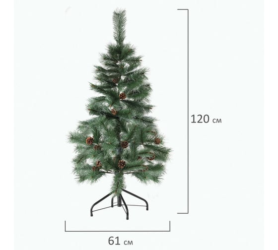 Новогодняя искусственная ель Золотая сказка Velvet Pinewood 120 см, ПВХ, с инеем и шишками 591702