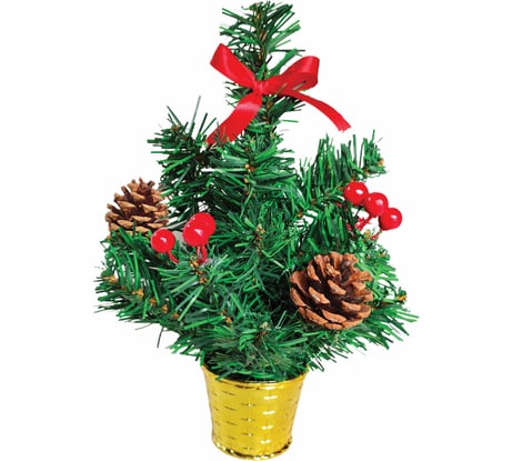 Искусственная новогодняя декоративная ель Золотая сказка 30 см, ПВХ, ягоды/шишки 591321