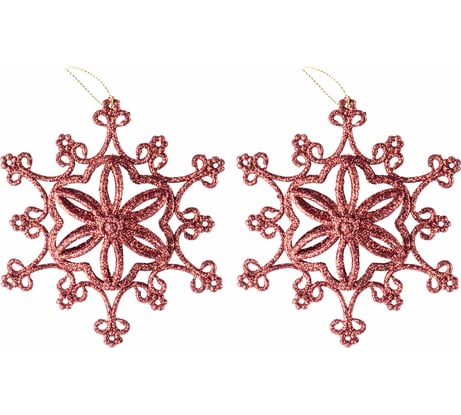 Декоративная подвеска TODI Снежинка №8, красная, 5см, пластик, 2 шт 806513301164