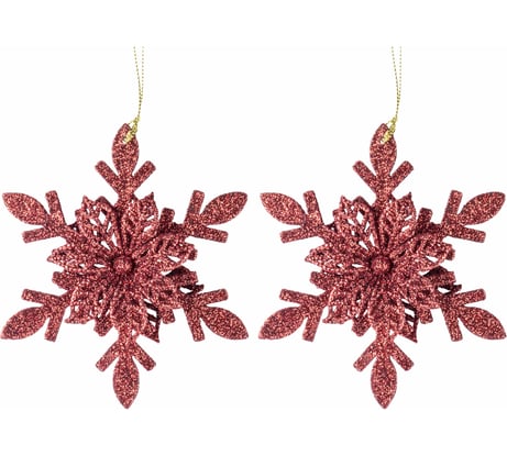 Декоративная подвеска TODI Снежинка №6, красная, 12см, пластик, 2 шт 806390586686