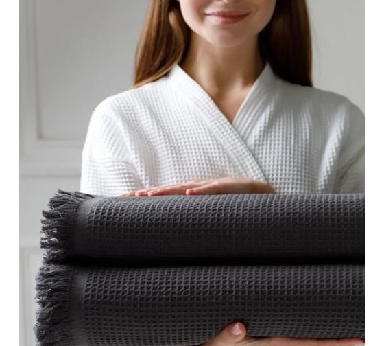 Полотенца вафельные Guten Morgen Валласон, черный 70х140 см, 2 шт. НПВВ-Черн-70-140-2 1