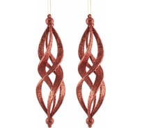 Декоративная подвеска TODI Спираль 18см, пластик, 2 шт, красная 806326537602