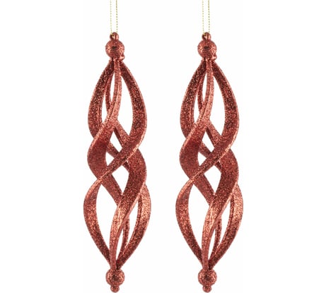 Декоративная подвеска TODI Спираль 18см, пластик, 2 шт, красная 806326537602