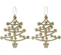 Декоративная подвеска TODI Елка с шарами 11см, пластик, 2 шт, золотая 806147114900