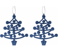 Декоративная подвеска TODI Елка с шарами 11см, пластик, 2 шт, синяя 806655885506