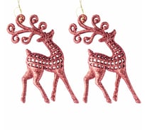 Декоративная подвеска TODI Олень 6, 14см, пластик, 2 шт, красная 806836145824