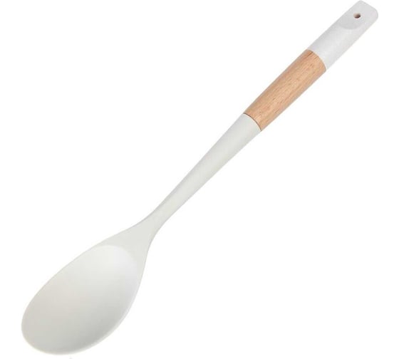 Ложка поварская Daniks для кухни, бамбук, силикон, навеска, бел, Skandi, WFCFA-0037-4 481063 1