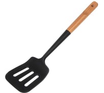 Лопатка для кухни Daniks бамбук, силикон, навеска, Black, WFCFA-0038-5, с прорезью 481068