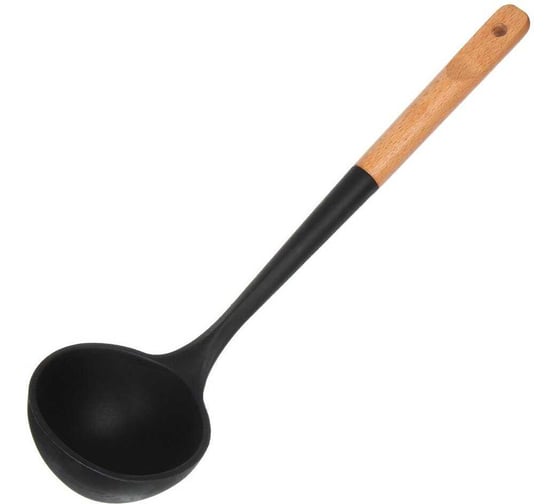 Половник для кухни Daniks бамбук, силикон, навеска, чер, Black, WFCFA-0038-3 481066 1