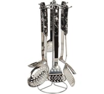 Набор кухонных принадлежностей Daniks 7 пр, сталь, на подставке, навеска, чер, Y4-9, ручка пластик 503070