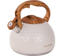 Чайник Willmark WTK-4122SS (3л, со свистком, с крышкой, нейлоновая ручка, техн, Easy spout open) (Кремово-белый) 2001459