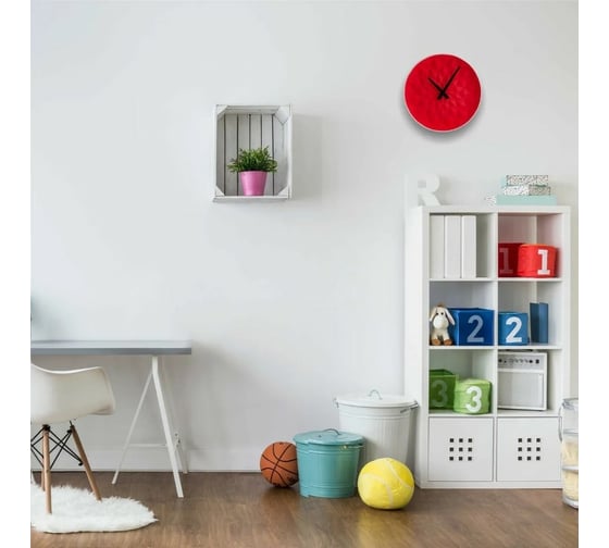 Настенные часы Vilart керамические, круглые, размер 25.5x25.5x5.5 см, красные 18-302